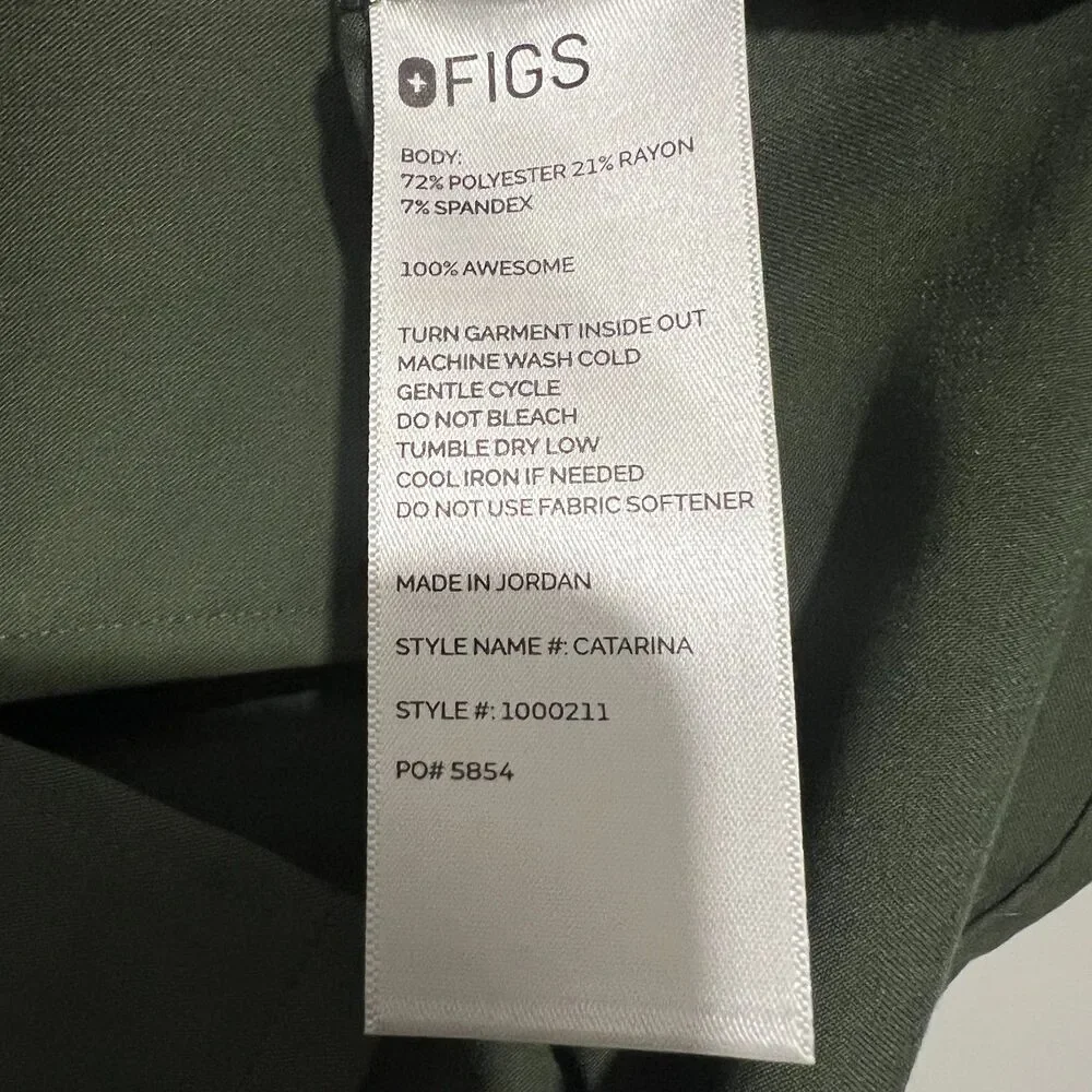 FIGS Catarina Scrub Top Green Size Small Medical Scrubs V-Neck Short Sleeve - Picture 4 of 4